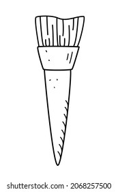 Cosmetic brush for makeup and beauty salon, hair salon. Vector doodle illustration of a brush icon isolated on white.