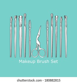 cosmetic brush and scissors