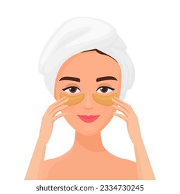 Cosmetic care eyes patches. Moisturizing skin around eyes vector cartoon illustration