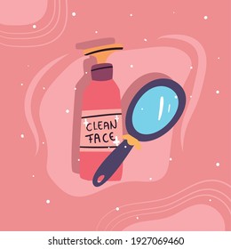 Cosmetic clean face and mirror design, Make up fashion style and skin theme Vector illustration