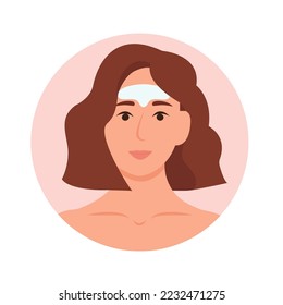 Cosmetic collagen Forehead Wrinkle Patches. Home daily facial skin care. Vector illustration