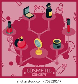 Cosmetic color isometric concept icons