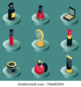 Cosmetic color isometric icons