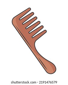 Cosmetic comb icon. Accessory for combing hair and stylish hairstyles, item for womans cosmetic bag. Elegance, beauty, aesthetics and fashion equipment concept. Cartoon flat vector illustration