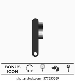 Cosmetic comb icon flat. Black pictogram on white background. Vector illustration symbol and bonus button