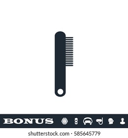 Cosmetic comb icon flat. Black pictogram on white background. Vector illustration symbol and bonus button