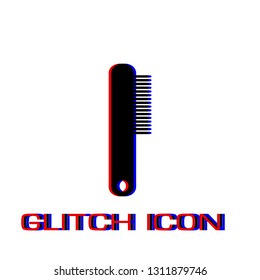 Cosmetic comb icon flat. Simple pictogram - Glitch effect. Vector illustration symbol