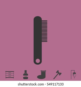 Cosmetic comb icon flat. Simple vector grey pictogram and bonus symbol