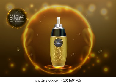 cosmetic container with advertising background ready to use, luxury skin care ad design. illustration vector.