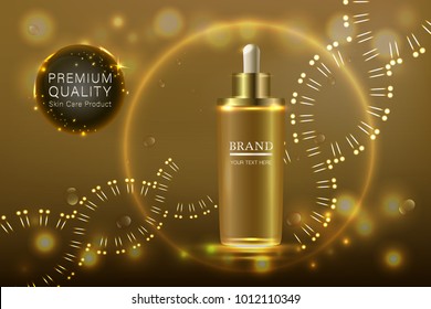 cosmetic container with advertising background ready to use, luxury skin care ad design. illustration vector.