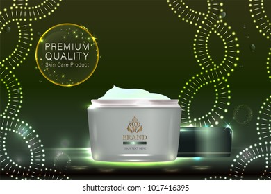 cosmetic container with advertising background ready to use, luxury skin care ad design. illustration vector.