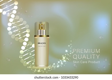 cosmetic container with advertising background ready to use, luxury skin care ad. vector illustration.