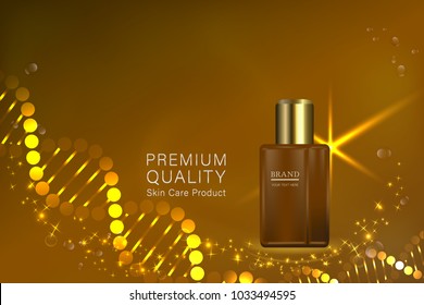 Cosmetic container with advertising background ready to use, luxury skin care ad. illustration vector.	