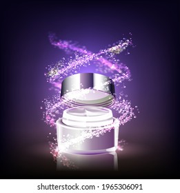 Cosmetic container with advertising background ready to use, luxury skin care ad.