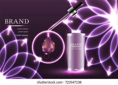 Cosmetic container with advertising background ready to use, luxury skin care ad design. Illustration vector