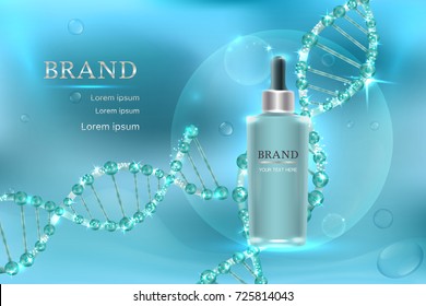 Cosmetic container with advertising background ready to use, luxury skin care ad. Illustration vector