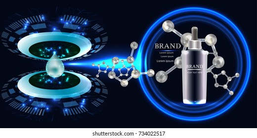 Cosmetic container with advertising background ready to use, technology concept skin care ad. Illustration vector