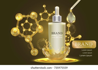 Cosmetic container with advertising background ready to use, luxury skin care ad. Illustration vector