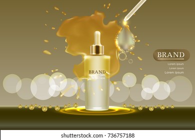 Cosmetic container with advertising background ready to use, luxury skin care ad. Illustration vector