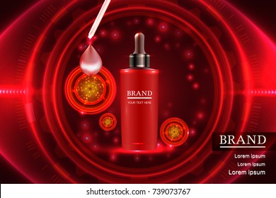 Cosmetic container with advertising background ready to use, luxury skin care ad. Illustration vector