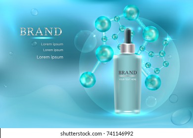 Cosmetic container with advertising background ready to use, luxury skin care ad. Illustration vector.