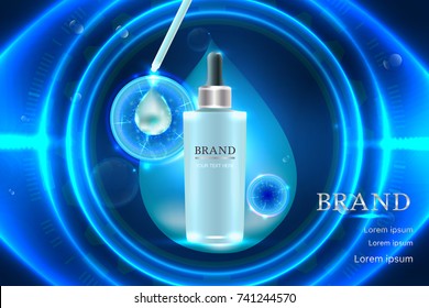 Cosmetic container with advertising background ready to use, luxury skin care ad. Illustration vector.