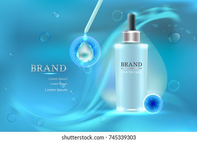 Cosmetic container with advertising background ready to use, luxury skin care ad. Illustration vector.