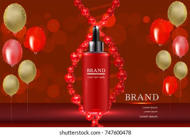 Cosmetic container with advertising background ready to use, luxury skin care ad. Illustration vector.