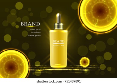 Cosmetic container with advertising background ready to use, luxury skin care ad. Illustration vector.