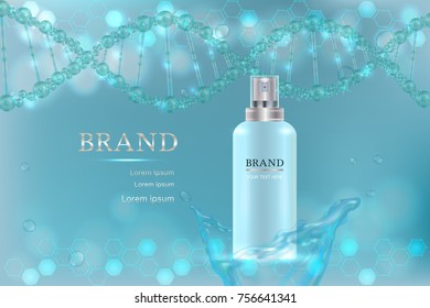 Cosmetic container with advertising background ready to use, luxury skin care ad. Illustration vector.	