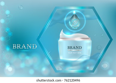 Cosmetic container with advertising background ready to use, luxury skin care ad. Illustration vector.