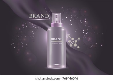 Cosmetic container with advertising background ready to use, luxury skin care ad. Illustration vector.