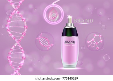 Cosmetic container with advertising background ready to use, luxury skin care ad. Illustration vector.
