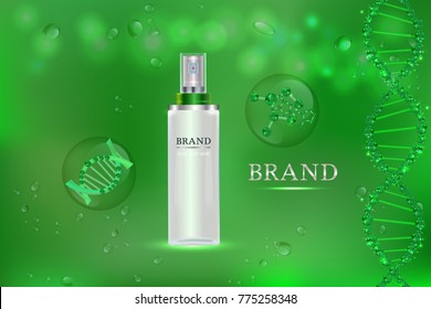Cosmetic container with advertising background ready to use, luxury skin care ad. Illustration vector.