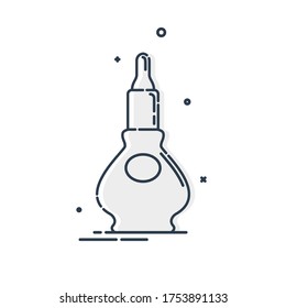 Cosmetic container. Beauty product vessel. Plastic makeup jar article. Body care hygiene. Blank package bottle. Body lotion drop. Oil, wash, shampoo. Treatment mockup design. Outline object. Vector.
