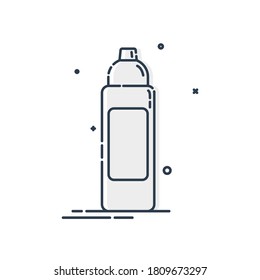 Cosmetic container. Body care hygiene. Blank package bottle. Plastic cosmetic jar product. Beauty product package. Body lotion drop. Oil, lotion, shampoo. Treatment mockup design. Outline object.
