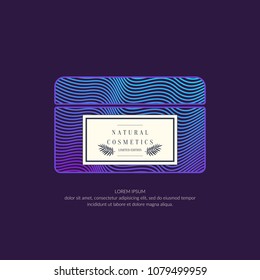 Cosmetic container with dynamic lines and waves. Bright modern poster for the advertising and sale of care products for skin. Vector banner.