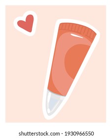 Cosmetic container. Element for stickers, textile of apparel, beauty design.