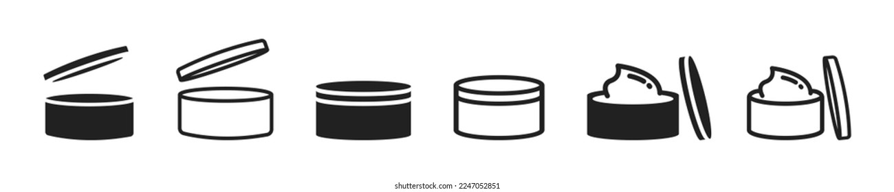 Kosmetische Containersymbole. Cremebehälter.  Symbol für Hautpflegeprodukte. Vektorgrafik einzeln. 