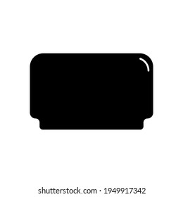 Cosmetic container. Plastic cosmetic product jar. Oil, mask or cream. Illustration design in silhouette form with thin white line reflection. Isolated icon in flat style on white background.
