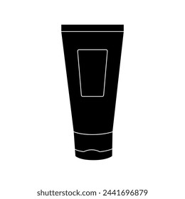 Icono de silueta negra de vector de contenedor cosmético aislado sobre fondo blanco.