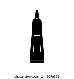 Icono de silueta negra de vector de contenedor cosmético aislado sobre fondo blanco.