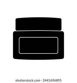 Cosmetic container vector black silhouette icon isolated on white background.