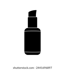 Icono de silueta negra de vector de contenedor cosmético aislado sobre fondo blanco.