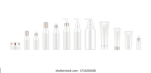 Cosmetic Container (White & Gold Series) Vector