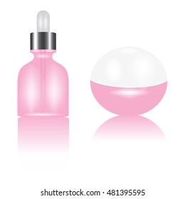 Cosmetic containers isolated on white. Package beauty cream bottle design vector