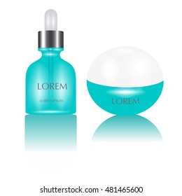 Cosmetic containers isolated on white. Package beauty cream bottle design vector