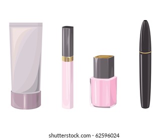 Cosmetic containers over white