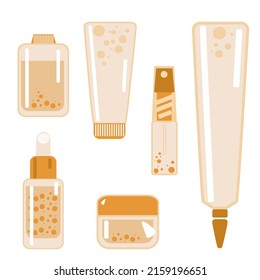 Cosmetic containers vector elements set