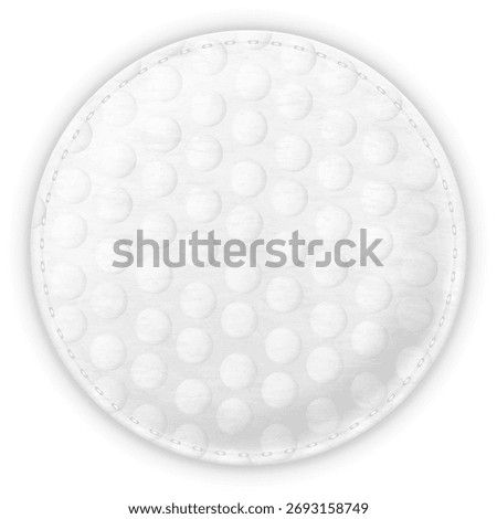 Cosmetic cotton pad disk. White round pad with embossed round pattern on surface texture. Soft and natural protection and comfort skin care. Sponge disc mockup. Vector realistic illustration isolated